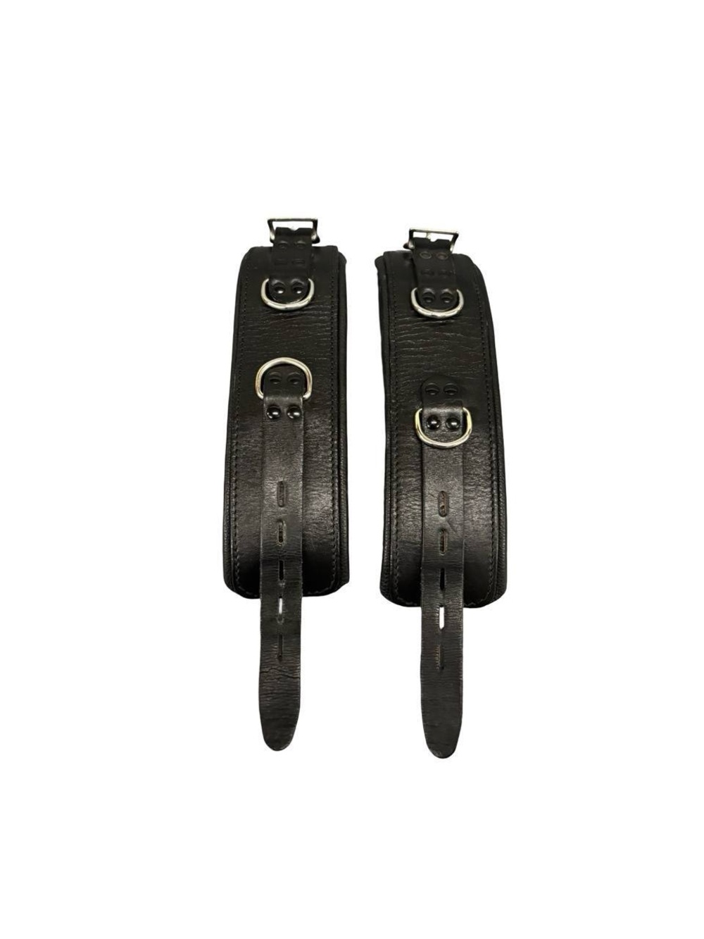 Black 100% real Genuine leather restraint padded cuffs bondage